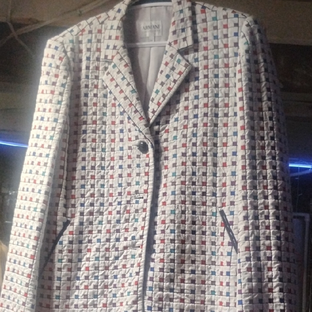 Giorgio Armani Red and Blue Geometric Blazer